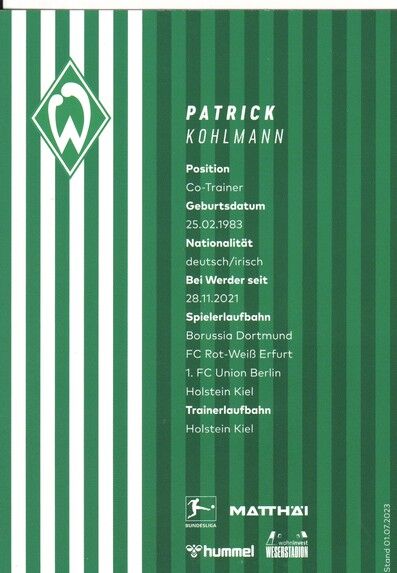 Autogramm Fussball | SV Werder Bremen | 2023 | Patrick KOHLMANN