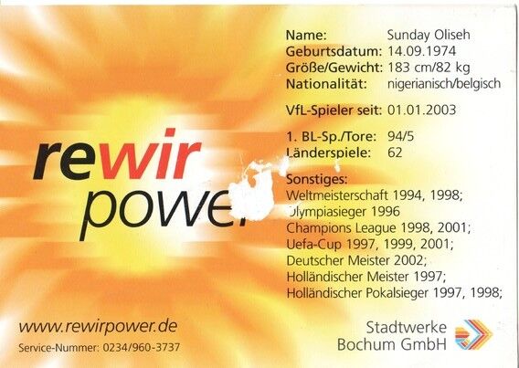 Autogramm Fussball | VfL Bochum | 2002 DWS | Sunday OLISEH