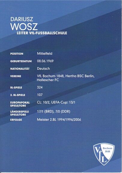 Autogramm Fussball | VfL Bochum | 2010er | Dariusz WOSZ (Fussballschule)