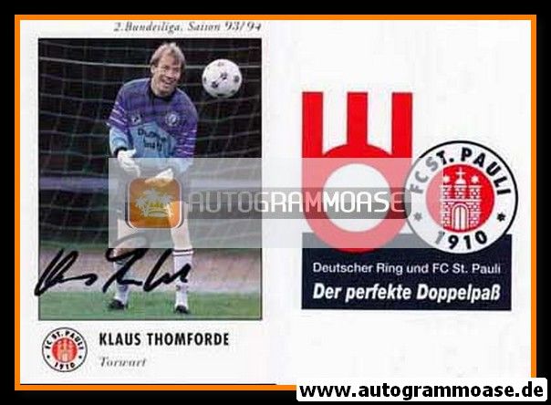 Autogramm Fussball | FC St. Pauli | 1993 | Klaus THOMFORDE