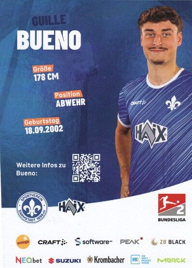 Autogramm Fussball | SV Darmstadt 98 | 2024 | Guille BUENO