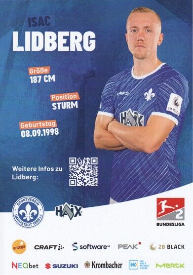 Autogramm Fussball | SV Darmstadt 98 | 2024 | Isac LIDBERG