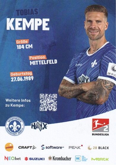 Autogramm Fussball | SV Darmstadt 98 | 2024 | Tobias KEMPE