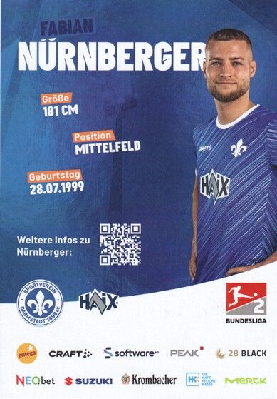 Autogramm Fussball | SV Darmstadt 98 | 2024 | Fabian NÜRNBERGER