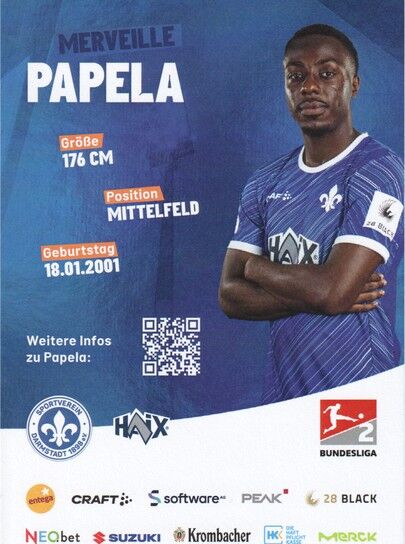 Autogramm Fussball | SV Darmstadt 98 | 2024 | Merveille PAPELA