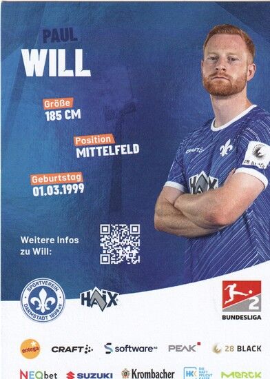 Autogramm Fussball | SV Darmstadt 98 | 2024 | Paul WILL