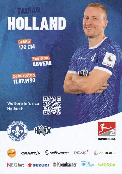 Autogramm Fussball | SV Darmstadt 98 | 2024 | Fabian HOLLAND