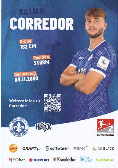 Autogramm Fussball | SV Darmstadt 98 | 2024 | Killian CORREDOR