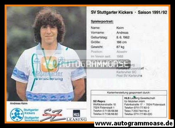 Autogramm Fussball | Stuttgarter Kickers | 1991 | Andreas KEIM