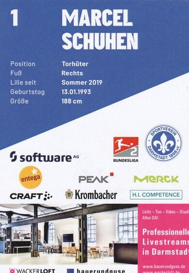 Autogramm Fussball | SV Darmstadt 98 | 2021 | Marcel SCHUHEN