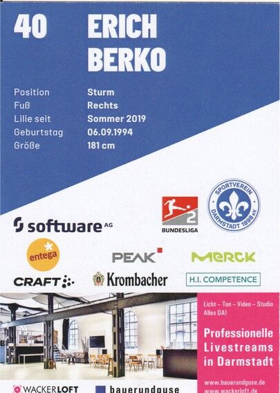 Autogramm Fussball | SV Darmstadt 98 | 2021 | Erich BERKO