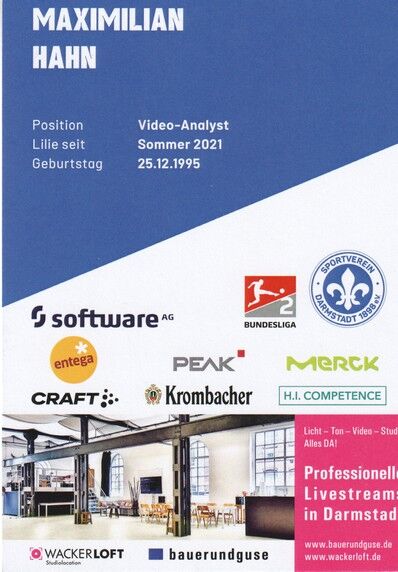 Autogramm Fussball | SV Darmstadt 98 | 2021 | Maximilian HAHN
