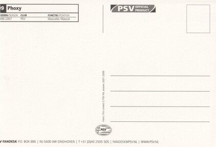 Autogramm Fussball | PSV Eindhoven | 2007 Druck | PHOXY (Maskottchen)