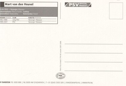 Autogramm Fussball | PSV Eindhoven | 2007 Druck | Mart VAN DEN HEUVEL