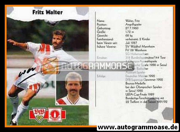 Autogramm Fussball | VfB Stuttgart | 1993 | Fritz WALTER