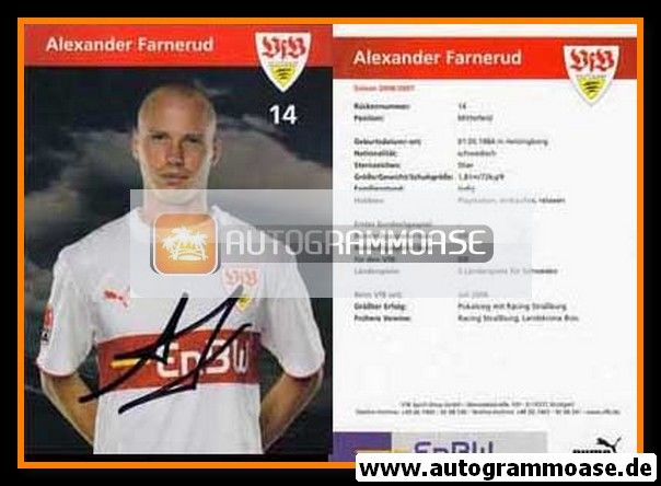 Autogramm Fussball | VfB Stuttgart | 2006 | Alexander FARNERUD