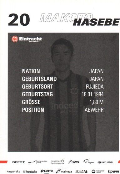 Autogramm Fussball | Eintracht Frankfurt | 2020 Druck | Makoto HASEBE