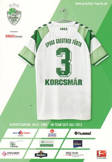 Autogramm Fussball | SpVgg Greuther Fürth | 2015 | Zsolt KORCSMAR