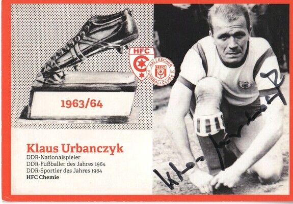 Autogramm Fussball | Hallescher FC | 1960er Retro | Klaus URBANCZYK (Collage SW)