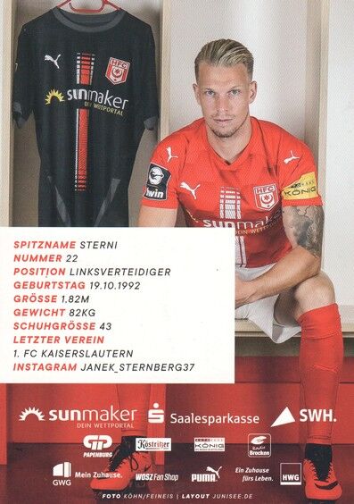 Autogramm Fussball | Hallescher FC | 2020 | Janek STERNBERG