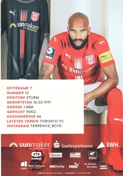 Autogramm Fussball | Hallescher FC | 2020 | Terrence BOYD