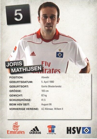 Autogramm Fussball | Hamburger SV | 2010 | Joris MATHIJSEN
