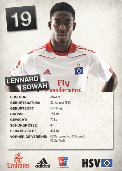 Autogramm Fussball | Hamburger SV | 2010 | Lennard SOWAH