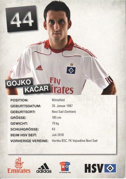 Autogramm Fussball | Hamburger SV | 2010 | Gojko KACAR
