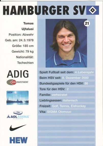 Autogramm Fussball | Hamburger SV | 2003 Comic | Tomas UJFALUSI