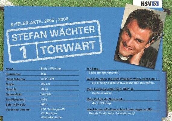 Autogramm Fussball | Hamburger SV | 2005 | Stefan WÄCHTER 