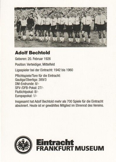 Autogramm Fussball | Eintracht Frankfurt | 1960er Retro | Adolf BECHTOLD (Museum)