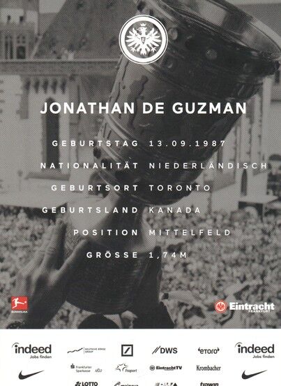 Autogramm Fussball | Eintracht Frankfurt | 2018 | Jonathan DE GUZMAN