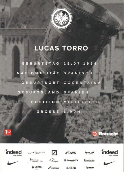 Autogramm Fussball | Eintracht Frankfurt | 2018 | Lucas TORRO