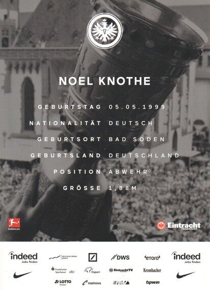 Autogramm Fussball | Eintracht Frankfurt | 2018 | Noel KNOTHE
