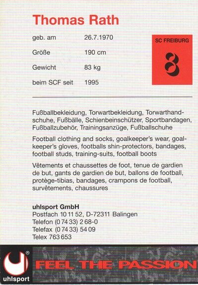 Autogramm Fussball | SC Freiburg | 1996 | Thomas RATH