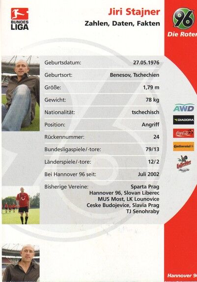 Autogramm Fussball | Hannover 96 | 2005 | Jiri STAJNER