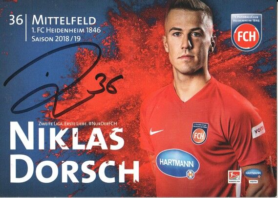 Autogramm Fussball | 1. FC Heidenheim 1846 | 2018 | Niklas DORSCH