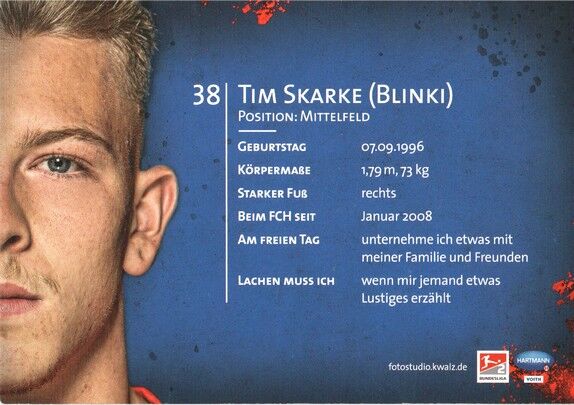 Autogramm Fussball | 1. FC Heidenheim 1846 | 2018 | Tim SKARKE
