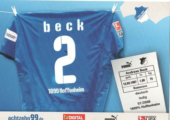 Autogramm Fussball | TSG 1899 Hoffenheim | 2008 | Andreas BECK