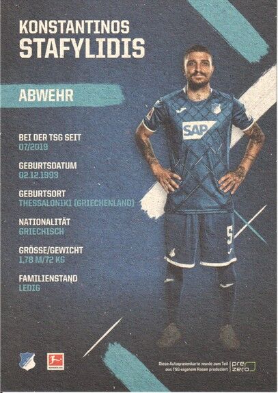 Autogramm Fussball | TSG 1899 Hoffenheim | 2019 | Konstantinos STAFYLIDIS