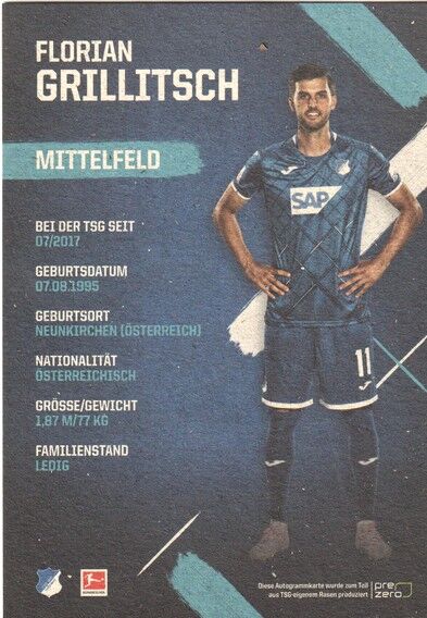 Autogramm Fussball | TSG 1899 Hoffenheim | 2019 | Florian GRILLITSCH