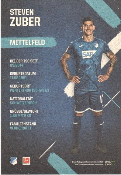 Autogramm Fussball | TSG 1899 Hoffenheim | 2019 | Steven ZUBER