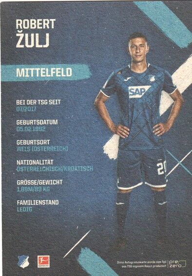 Autogramm Fussball | TSG 1899 Hoffenheim | 2019 | Robert ZULJ