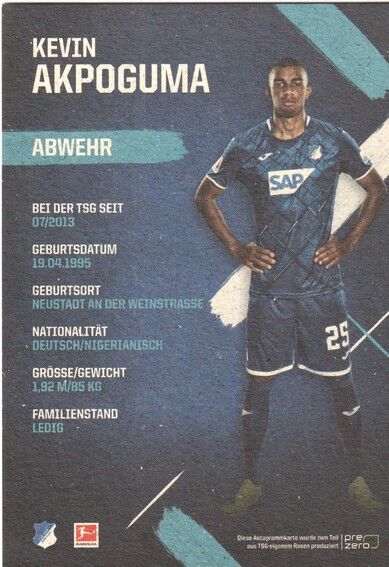 Autogramm Fussball | TSG 1899 Hoffenheim | 2019 | Kevin AKPOGUMA
