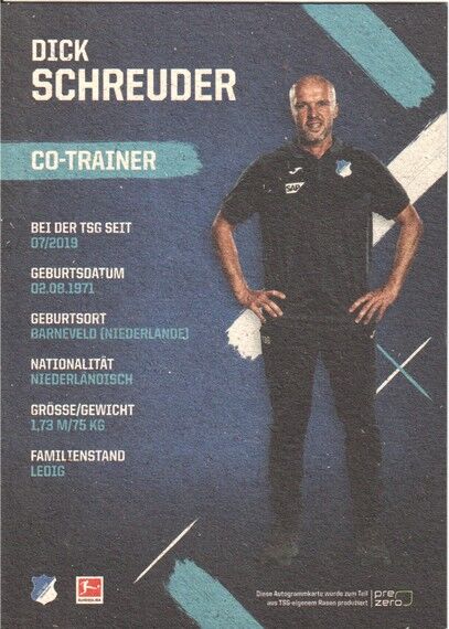 Autogramm Fussball | TSG 1899 Hoffenheim | 2019 | Dick SCHREUDER