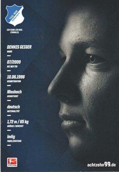 Autogramm Fussball | TSG 1899 Hoffenheim | 2016 | Dennis GEIGER