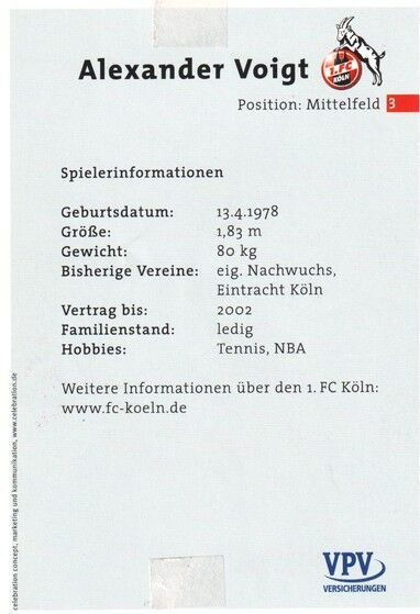 Autogramm Fussball | 1. FC Köln | 2000 | Alexander VOIGT