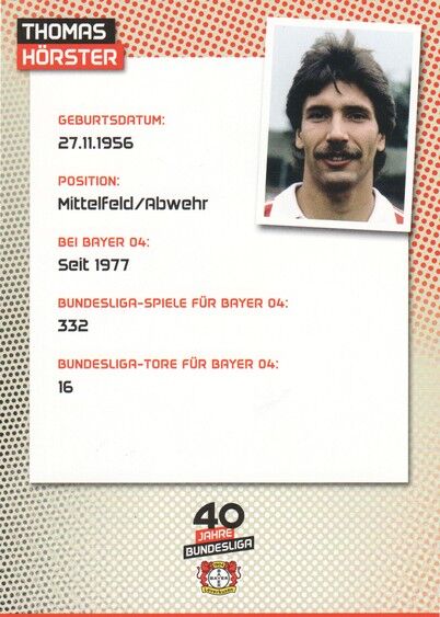 AK Fussball | Bayer Leverkusen | 40 Jahre BL | Thomas HÖRSTER