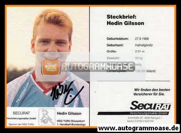 Autogramm Handball | HSG TURU Düsseldorf | 1992 | Hedin GILSSON