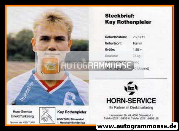 Autogramm Handball | HSG TURU Düsseldorf | 1992 | Kay ROTHENPIELER